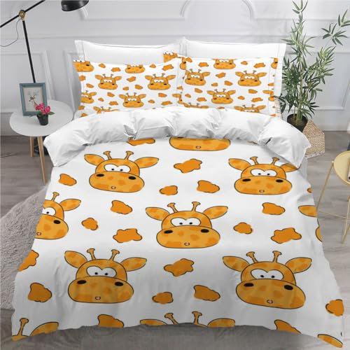 ViriVi Bettwäsche 220x240 3 teilig Cartoon-Tiere Bettwäsche 3D Bettbezug Set Ochse Mikrofaser Bettwäsche-Set-1 x Bettbezug 220x240cm mit verdecktem Reißverschluss + 2 x Kissenbezug 80x80cm