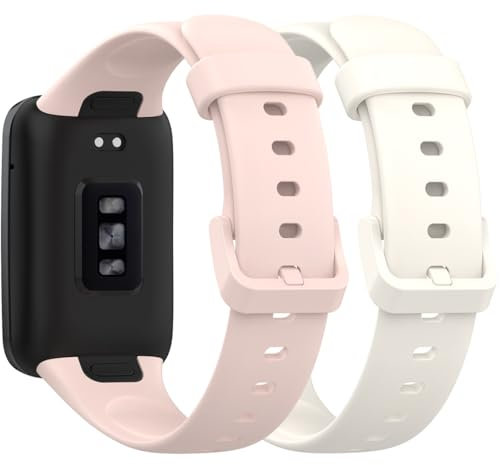 Pheant Bracelet de sport compatible avec Xiaomi Smart Band 7 Pro - Bracelet de rechange en silicone pour homme et femme - Rose et blanc