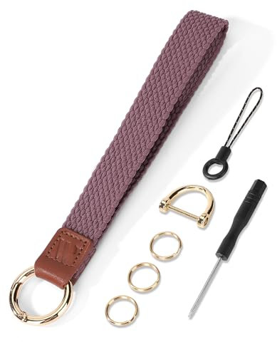WEESMILE Wristlet Keychain for Women Stretchy Wrist Keychain Lanyard for Phone Case Wallet ID Card Badges, Fisch – Rauchviolett, Large