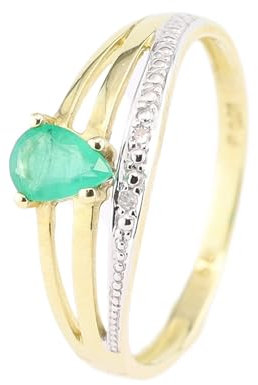 Miamar 1127843 Damen Ring 14 Karat (585) Bicolor Gold Smaragd 17,8 mm Größe 56