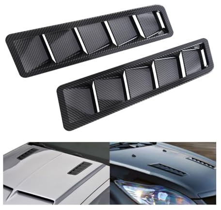 Adunsiaoto 2 Pezzi Prese D'aria Decorative per Auto, Auto Cofano Vent Decorazione, Flusso D'aria Di Aspirazione Hood Scoop Bonnet Vent Copertura Turbina Copertura Del Motore(Fibra Carbonio)
