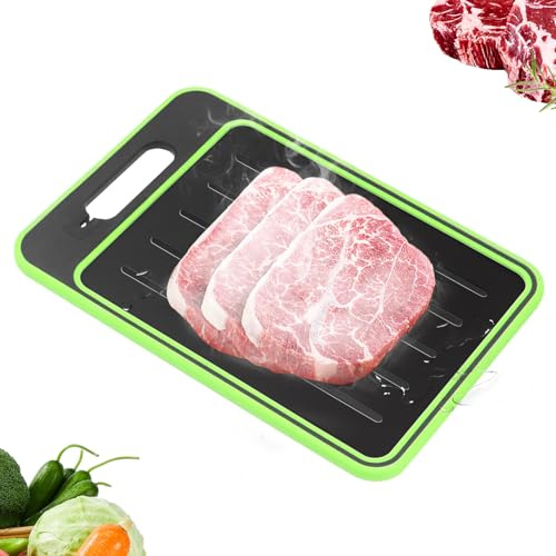 MoYouno 4 in 1 Defrosting Board,Defrosting Tray,fast thawing of frozen food,defrosting plate for frozen meat,Defrost Plate Thaws,for Fast Thawing of Frozen Food & Meat (Black, 36.5 * 25 * 1)
