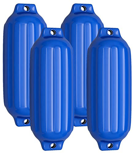 GOPLUS Bootsfender, 4er Set Aufblasbarer Fender mit 2 Augen, Langfender in: Schwarz/Blau, Kugelfender Bootszubehör (58 x 16,5 cm,Blau)