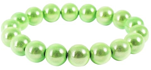 Akzent Armband mit Farbenfrohen Kunstperlen in 8, 10 und 12mm - Elastisches Sommer Kugelarmband in 13 Farben Geschenkidee (Perlendurchmesser: 10mm, Hellgrün)