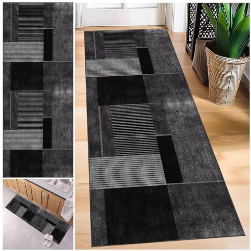 Teppich Läufer Flur rutschfest 60 x 300 cm Flurläufer, Waschbar Küchenläufer, Küchenteppich Teppiche Fußmatte Lang, Schlafzimmer Runner Rug Teppich, Korridor Teppich Läufer für Küche Wohnzimmer