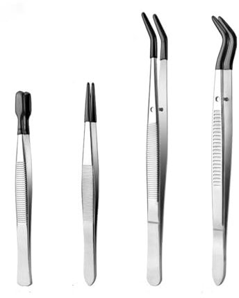 Set di 4 pinzette con punta in gomma punta piatta e piegata in silicone PVC pinzetta a punta curva per laboratori industriali, hobby, artigianato