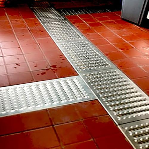 Canaletta Scolo Acqua Piovana Cucina Piastra di Drenaggio del Pavimento, Larghezza 4in 6in 8in 10in 12in Copertura del Fosso Fognario, Griglia di Scarico per Bacinella di Raccolta Robusta per Casa(58