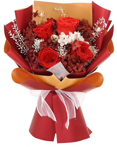 Zanfqvo Blumenstrauß Versenden - Ewige Rose Muttertagsgeschenke für Mama - Konservierte Blumenstrauß für Geburtstagsgeschenk, Valentinstag, Muttertag, Weihnachten, Hochzeitstag (Rot)