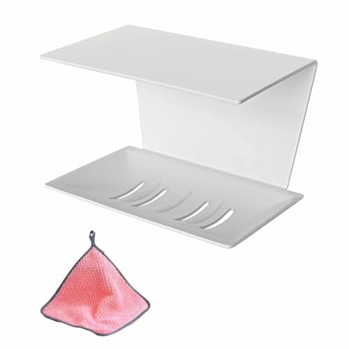 1 Selbstklebende multifunktionale Seifenschale (Seifenhalter) mit Ablagefläche zur Verwendung in Dusche,Bad,Badewanne.Installation ohne Bohren von Löchern.(1, allgemein weiß, Größe A)