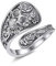 CUPENDA Skull Spoon Ring Sterling Silver Adjustable Spoon Ring Gothic Skull Rose Flower Skull Jewelry Gifts for Women