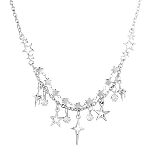RAMTRIO Kette für Damen Stapelbare Halsketten Damen Crystal Cross Pearl Halskette Gothic Choker Kruzifix Anhänger Halskette, Trendy Schmuck Geschenke