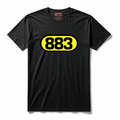 t-Shirt Official Logo 883 Band 100% Cotone Alta qualità (IT, Testo, L, Regular, Regular, Standard, Nero)