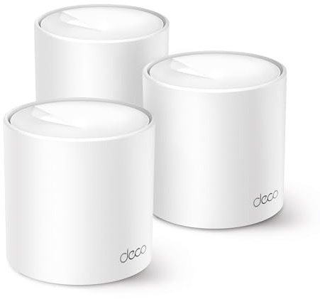 TP-Link Deco X1500 (3-Pack) - WiFi 6 AI Mesh System, AX1500 Dual Band 2.4GHz/5GHz, Coverage up to 600m2, 3X Gigabit Ports per Unit, Band 160MHz Channel, ODFMA, 1024QAM, White