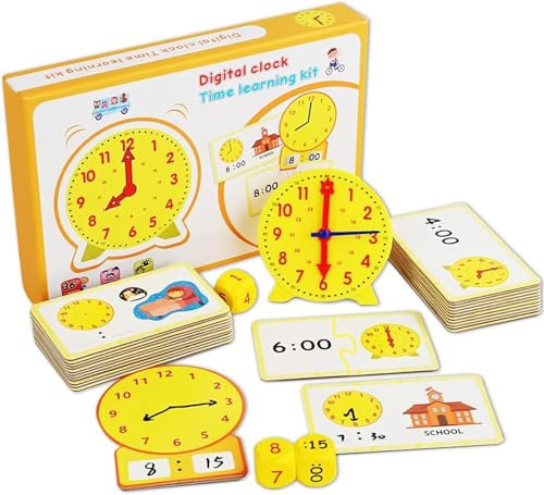 Uhr Zum Lernen Für Kinder, Unterrichtszeit, Montessori-Spielzeug Für Kleinkinder, Lernuhr, Frühes Lernen, Grundschule Schulbedarf Knobelspiele Förderspiele, Pädagogisches Spielzeug Geschenk (B)
