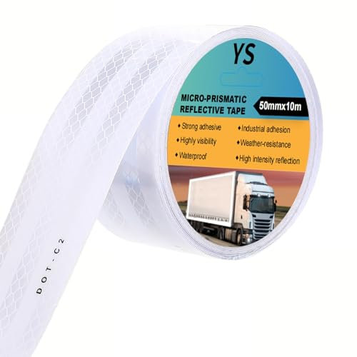 XIZAO Reflektierendes Klebeband Wasserdicht Reflektorband 10m X 5cm Selbstklebend Warnklebeband Draussen Reflektierende Aufkleber Reflektorbänder Weiß