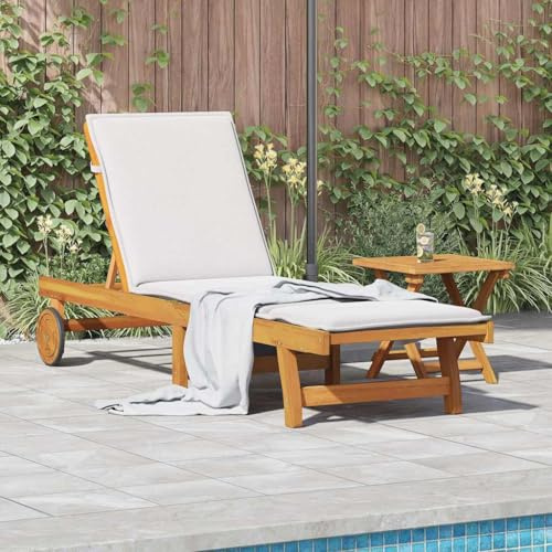 Brokky 3325199 Lettino Prendisole con Tavolino Legno Massello di Acacia Sdraio a Dondolo Legno Lettino Prendisole Sedie a Sdraio Sauna