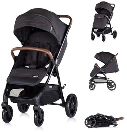 Chipolino Kinderwagen Ultera Buggy klappbar Korb Federung Hinterradbremse Gurt schwarz