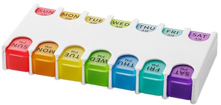 Pill Box Organizer - Tablet Organizer Box | Staubdichtes Fall vittamin Meds Supplement Container für Familienmedizin mit 14 Fächern für Flugzeuge Home Hospital Work Ferienschule