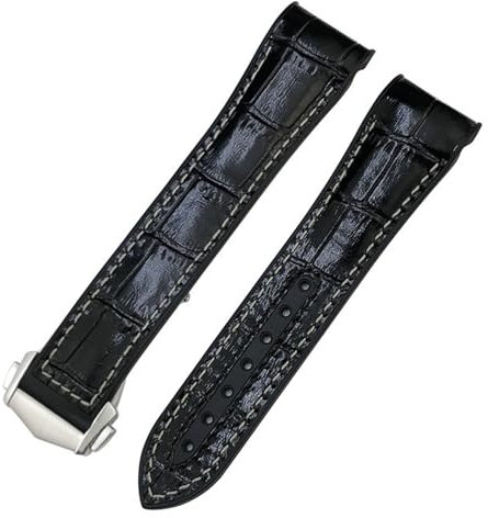 JPXXFM 21mm Leder Uhrenbandband Gummi -Bottom -Uhr -Band für Planeten Ozean 600m 215.33 Gurt Deployment Schnalle