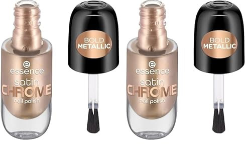 essence satin CHROME nail polish, Nr. 01, Gold, abdeckend, Expressergebnis, hochpigmentiert, metallisch, vegan, ohne Mikroplastikpartikel, ohne Parfüm, ohne Parabene, 2er Pack (8ml)