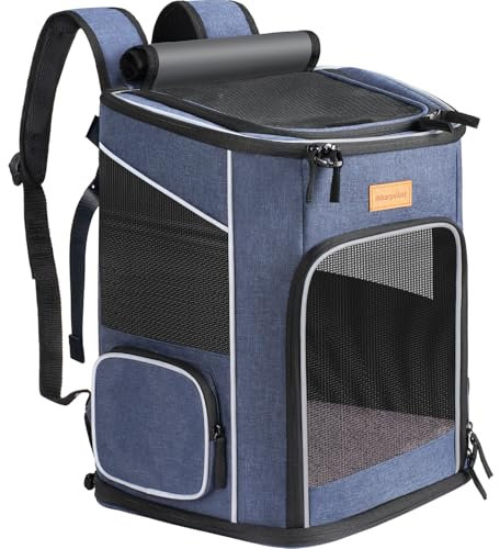 Morpilot Katzenrucksack, Hunderucksack für Katzen Hunde, Faltbare Haustier Rucksack mit Transparentes Netzfenster Atmungsaktive und Leichte Hundetasche