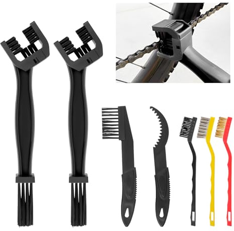 7 PcsBike Cleaning Kit, Motorbike Cleaning Brushes, Motorcycle Chain Cleaner Bicycle Chain Brush, Bike Gear Maintenance Tool, Bike Cleaner Kit, Include Wire Brushes, for Motorcycle Bicycle Tools