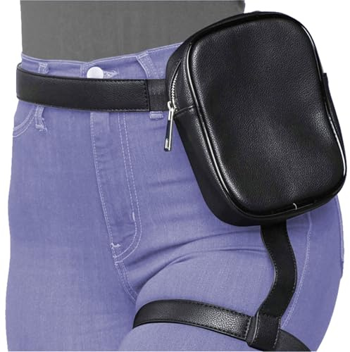 Sumneo Beintasche Oberschenkeltasche Damen Wasserdicht, Abnehmbarer Beingurt für Motorrad, Fahrrad, Laufen, Sport, Handyhalterung, Gürteltasche Mehrzweck (schwarz)