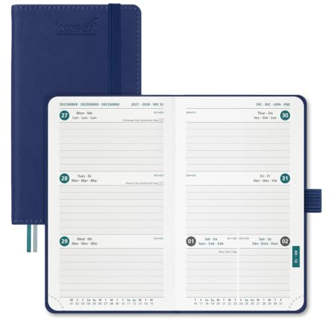 BEZEND Taschenkalender 2026 2027 Klein Wochenkalender A6 15,5 x 9 cm