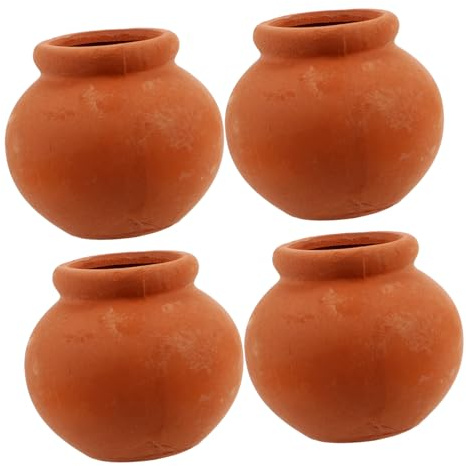 FRCOLOR 4pcs Mini Ceramic Flower Pots for Diy Dollhouse Fairy Garden and Desktop Plant Decoration Mini Dollhouse Accessories