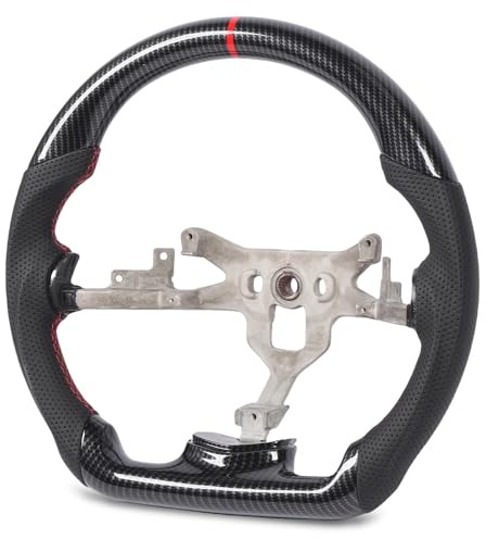 Hydro-Dip Carbonstil Lenkrad, Ergonomisches Ersatzlenkrad für C6 2006-2011 | Verschleißfeste Kratzerabdeckung, Komfortable Perforiertleder-Griffe, Robuste ABS-Konstruktion mit roten Nähten