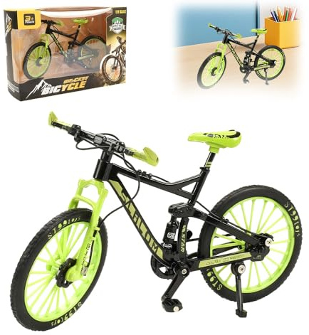 DAJASD Finger Fahrrad Modell, 1:10 Mountainbike Modell, Finger Mountainbike Spielzeug, Desk Craft Collection Geschenke und Fahrrad Deko für Büro, Zuhause, Verein, Unterricht(Grün)
