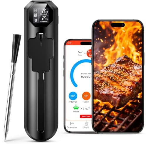 maxtachi Termometro Cucina con Bluetooth, App con Timer e Allarme