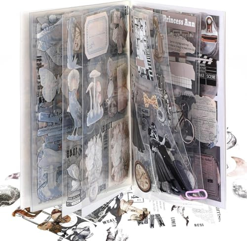 Scrapbook Zubehör Aufkleber Set,Journaling Zubehör, Aesthetic Sticker für Bullet Journal, Scrapbooking Sticker Aus Pet mit Mond Thema, Wasserfeste Aufkleber für Selbstgemachte Tagebücher, Kalender