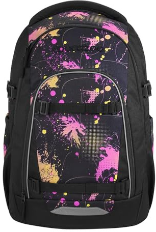 coocazoo Mate Schulrucksack „Colour Drift”, schwarz, ergonomischer & anpassbarer Tornister, höhen- & größenverstellbar, mit Brustgurt & Hüftgurt, ab der 3. Klasse