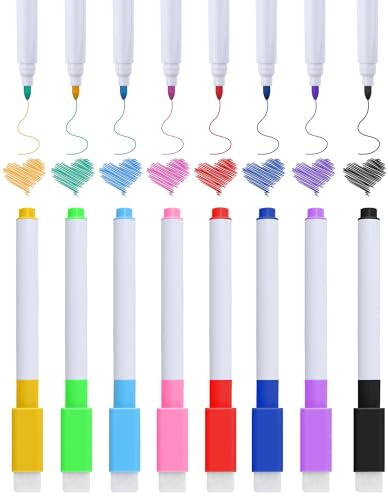 Acual Whiteboard Marker 8pc,Folienstift Abwischbar,8Farbe Whiteboard Stifte | mit Magnet und Schwamm, Dry Erase Marker Dünn für Schule Büro Home Office
