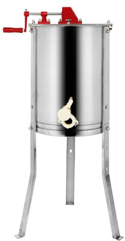 Bonnlo Extracteur de Miel Manuel, Centrifugeuse Séparateur Miel en Acier Inoxydable avec Support, Équipement d'Apiculture pour Extraction de Miel (4 CADRES)