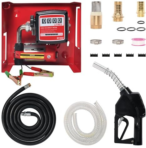 24V Wall Mounted Diesel Transfer Fuel Pump Kit - With Automatic Nozzle