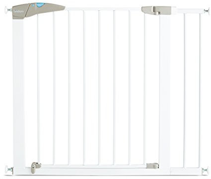Munchkin Lindam Sure Shut Axis Türschutzgitter mit Druckbefestigung ohne zu Bohren-Weiss-Verstellbreite 89cm - 96cm, (Treppengitter + 14cm Verlängerung)