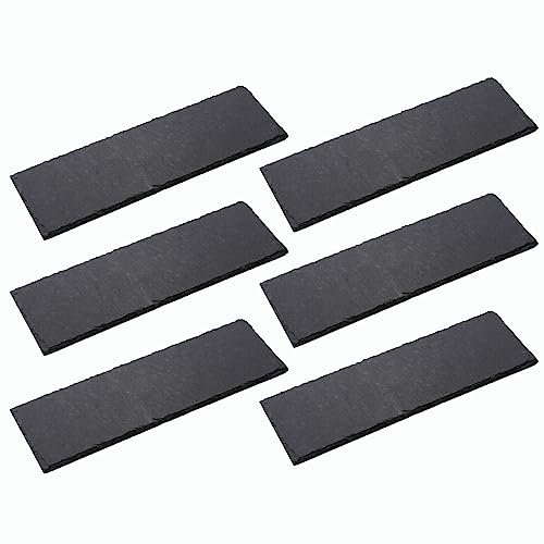 Novaliv 6x Schieferplatten I rechteckig I 30x10x0,4 cm I Sushi Servierplatten Untersetzer Käseplatte Tischplatz Schiefer Geschirr