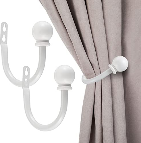 Sumnacon Curtain Holdbacks 2 Pcs Wall Mounted Curtain Tiebacks,White