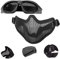 EMAGEREN Set Maschera e Occhiali Softair, Mezza Maschera Maschera Softair Mezza Maschera Paintball Mezza Protezione per l'orecchio Esterno Maschera Softair per Attività all'aperto, Caccia e Gioco CS