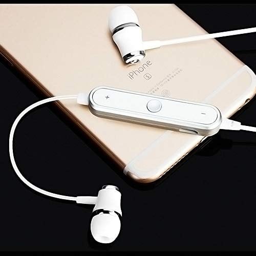 Auriculares Bluetooth con Anillo para iPhone 11 Pro MAX inalámbricos, Mando a Distancia, Sonido Manos Libres, universales, Color Blanco