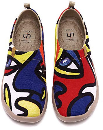 UIN Charming Kiss Damen Painted Slip On Schuhe Lässiger Fashional Sneaker Reiseschuhe Segelschuhe Canvas Rot(41)