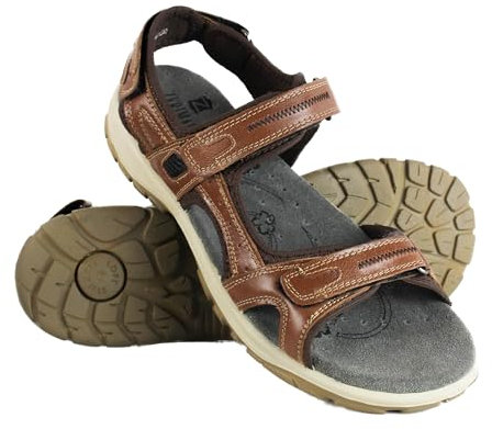 Zerimar Sandales Randonnée Trekking Cuir Naturel | Sandales de Sport pour Femmes | Chaussures en Cuir pour Femmes | Sandales D’été pour Femmes | Couleur Tan Taille 39