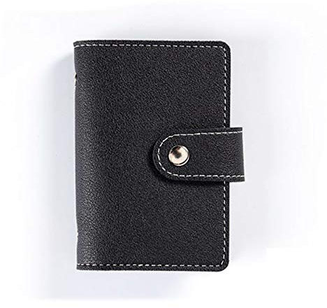 SUPERTOOL Porta carte di credito in morbida pelle con bottone e scomparti multipli, Nero , 7.5cmx11cm, Elegante