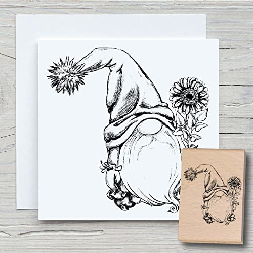 NEWSTAMPS Stempel Frühlings-Wichtel Motivstempel aus Holz & Gummi zum Karten und Geschenke basteln, Holzstempel für Scrapbook, Textilstempel, Deko, Freunde
