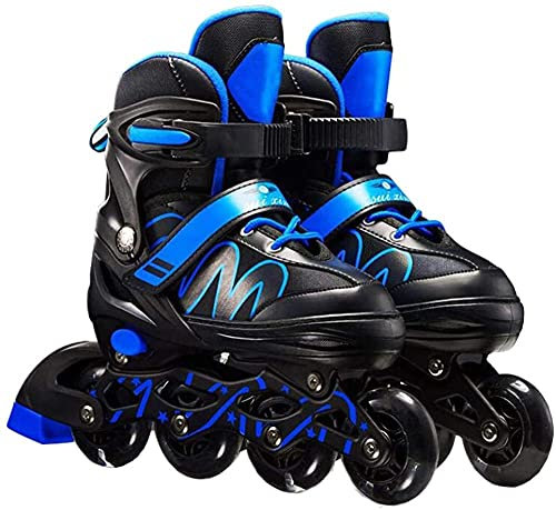 Inline-Skates Herren Damen Rolling Schuhe Quad Skates für Erwachsene Kinder | 82A Rolls | ABEC-7 Chrome Kugellager | Einstellbare atmungsaktive Schlittschuhe | Unisex-Fitness-Skat.-Blau_L (38-42)