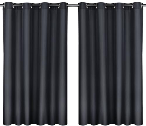 Moon 2er Pack Vorhang Ocean 70% Blickdicht, Ösenvorhang, Höhe 245 cm - Breite 140, verdunkelnd mit 8 Ösen (anthrazit)