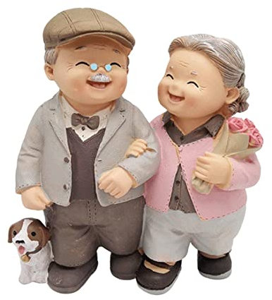Garden Ornament Outdoor Christmas Old Man and Old Lady Ornament Creative Mini Ornament - Painted Desktop Figurines for Home Living Room Bedroom