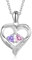 lorajewel Damen Halsketten mit 2 Namen Sterling Silber 925 Mutter Kinder Kette mit Gravur und Steinen Rosegold Herz Anhänger Personalisierte Kette für Mutter/Tochter/Frau/Freundin…